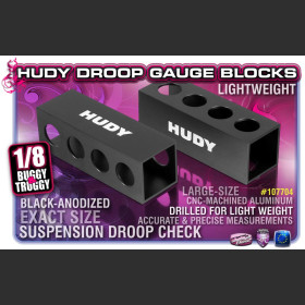 HUDY 107703 CHASSIS DROOP GAUGE SUPPORT BLOCKS (30 MM) FOR 1/8 OFF-ROAD (2) --- Replaced with #107704