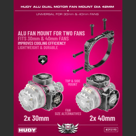 HUDY 293190 ALU DUAL MOTOR FAN MOUNT Dia 42mm (2×30mm / 2×40mm)