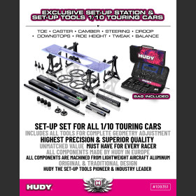 HUDY 109351 SET-UP STATION & SET-UP TOOLS + CARRYING BAG FOR 1/10 TOURING CARS