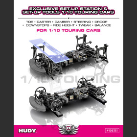 HUDY 109351 SET-UP STATION & SET-UP TOOLS + CARRYING BAG FOR 1/10 TOURING CARS