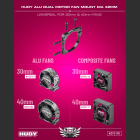 HUDY 293190 ALU DUAL MOTOR FAN MOUNT Dia 42mm (2×30mm / 2×40mm)
