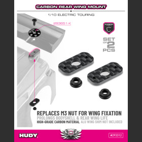 HUDY 293312 Carbon Rear Wing Mount - 1/10 Electric (2)