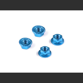 HUDY 296541-B ALU NUT M4 WITH SERRATED FLANGE - BLUE (4)