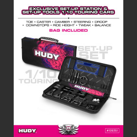 HUDY 109351 SET-UP STATION & SET-UP TOOLS + CARRYING BAG FOR 1/10 TOURING CARS