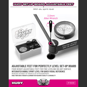 HUDY 108280 10mm Set-up Board Spirit Level & Adjustable Feet