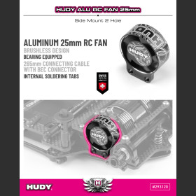 HUDY 293120 Aluminum Cooling Fan 25mm - Side Mount 2-Hole