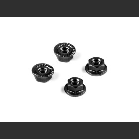 HUDY 296541-K ALU NUT M4 WITH SERRATED FLANGE - BLACK (4)
