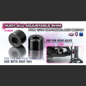 HUDY 108928 ALU ADJ. 4MM SHIM FOR 1/10 OFF-ROAD ALU SET-UP - XRAY XB4 (2)