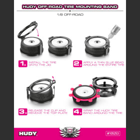 HUDY 105253 1/8 OFF-ROAD TIRE MOUNTING BAND - OCTOPUS - PURPLE (4)