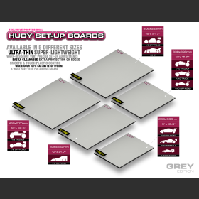 HUDY 108301 FLAT SET-UP BOARD 1/10 & 1/12 ON-ROAD - LIGHTWEIGHT - GREY