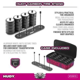 HUDY 105015  CARBON TIRE STAND + HARD CASE - 1/10 ELECTRIC TC
