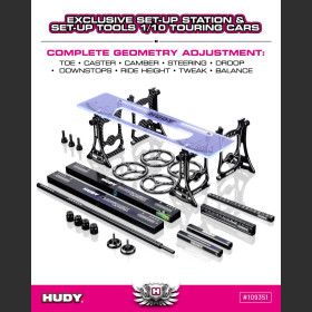 HUDY 109351 SET-UP STATION & SET-UP TOOLS + CARRYING BAG FOR 1/10 TOURING CARS