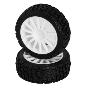 LC Racing C8039 25mm 14 Spokes Rally Tires Set 2pcs White(12mm Hex)