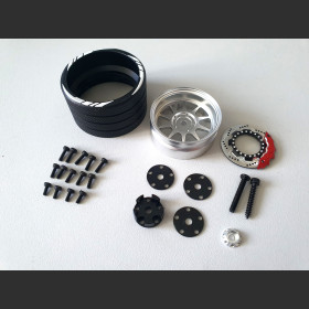 RCTITAN DTHW01001B Aluminiowe koło sterujące (Srebrne) SANWA FLYSKY FUTABA