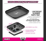 HUDY 108195 ALU PARTS TRAY COMPACT - MAGNETIC & ANTI-SLIP