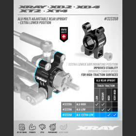 XRAY 323358 ALU MULTI ADJUSTABLE REAR UPRIGHT - EXTRA LOWER POSITION