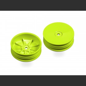 XRAY 329914-Y 2WD FRONT SLIM WHEEL AERODISK WITH NARROW OFFSET - YELLOW (2)