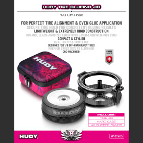 HUDY 102405 TIRE GLUEING JIG + HARD-CASE - 1/8 OFF-ROAD