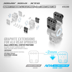 XRAY 353396 XB8 Graphite Ext. Alu Rear Upright - 2mm Lower Camber Link (1+1)
