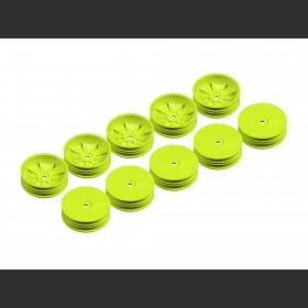 XRAY 329904-Y 2WD FRONT SLIM WHEEL AERODISK WITH NARROW OFFSET - YELLOW (10)