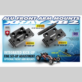 XRAY 322310 Alu Front Lower Arm Mount 26° KICK-Up - Swiss 7075 T6 ( ZASTĄPIONY - 322316)