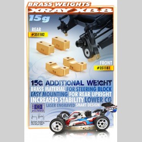 XRAY 351182 BRASS Rear Upright Weight 15G (2)