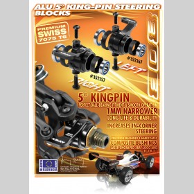 XRAY 352257 XB808 Alu Steering Block Right - 5° KingPin - Set