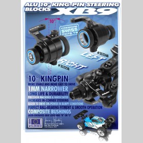 XRAY 352258 Alu Steering Block Right - 10° KingPin - Set