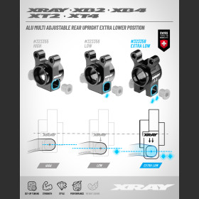 XRAY 323358 ALU MULTI ADJUSTABLE REAR UPRIGHT - EXTRA LOWER POSITION