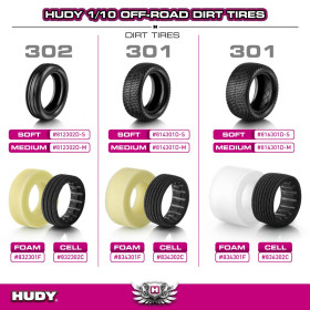 HUDY 812302D-S  1/10 OFF-ROAD TIRE 2WD FRONT DIRT - 302 - SOFT (2)