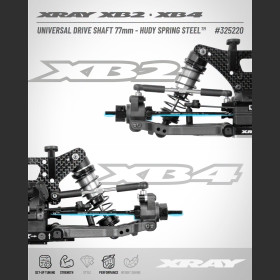 XRAY 325220 UNIVERSAL DRIVE SHAFT 77MM - HUDY SPRING STEEL™