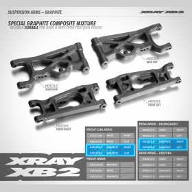 XRAY 322127-G SUSPENSION ARM FRONT - LSM - LEFT - SHORT - GRAPHITE