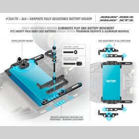 XRAY 326170 XB2 Alu + Graphite FULLY Adjustable Battery Holder