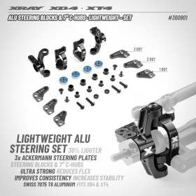 XRAY 360901 ALU STEERING BLOCKS & 7° C-HUBS - LIGHTWEIGHT - SET