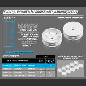 XRAY 329904-M 2WD Front SLIM Wheel AeroDisk With Narrow Offset - White (10)